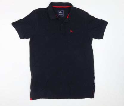 Parx Men's Black Cotton Polo Shirt M Short Sleeve Casual