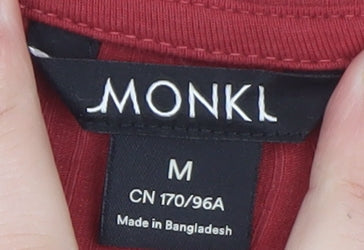 Monki Women's Red Cropped Long Sleeve Ribbed T-Shirt Size 12