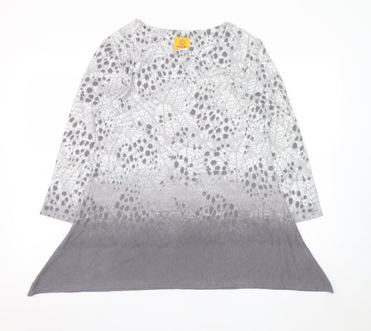 Ruby Rd. Women’s Grey Tunic Blouse Small 3/4 Sleeve Animal Print