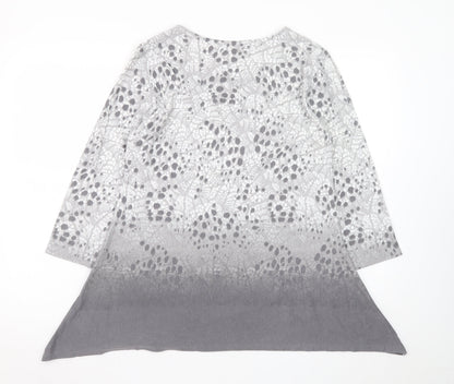 Ruby Rd. Women’s Grey Tunic Blouse Small 3/4 Sleeve Animal Print