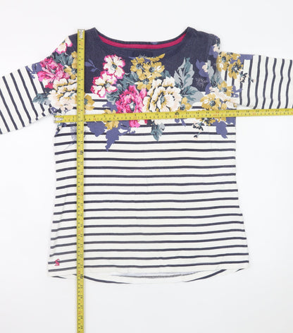 Joules Womens Multicoloured Stripe Floral Cotton Long Sleeve T-Shirt UK 12