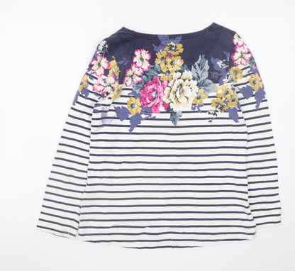 Joules Womens Multicoloured Stripe Floral Cotton Long Sleeve T-Shirt UK 12