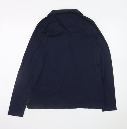 Lands' End Men's Blue Long Sleeve Classic Fit Cotton Polo Shirt Size L