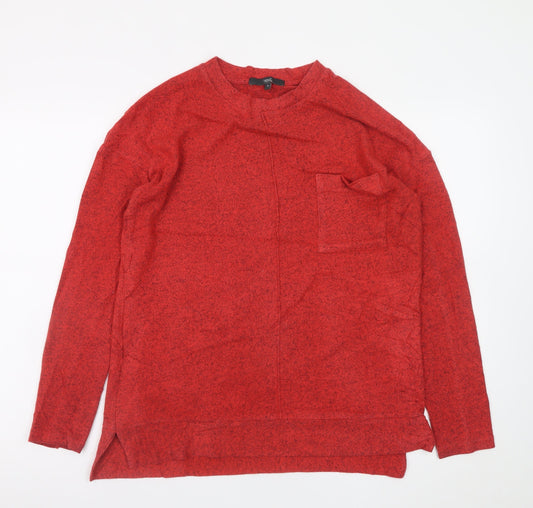 Next Women's Red Long Sleeve Crew Neck Cotton Blend Top Size 10