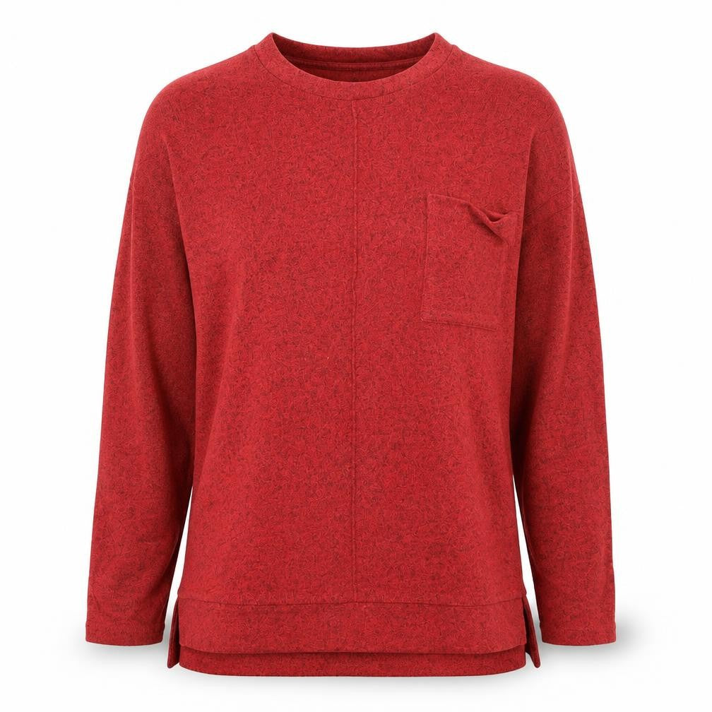 Next Women's Red Long Sleeve Crew Neck Cotton Blend Top Size 10