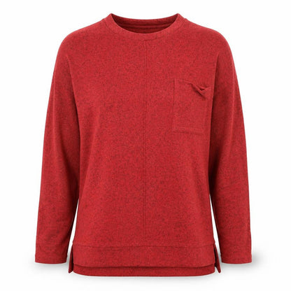 Next Women's Red Long Sleeve Crew Neck Cotton Blend Top Size 10
