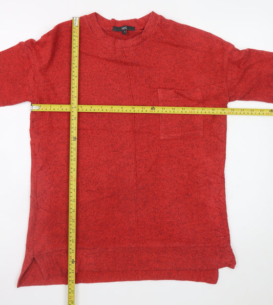 Next Women's Red Long Sleeve Crew Neck Cotton Blend Top Size 10