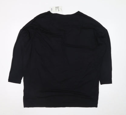 Friends Like These Womens Black Viscose V-Neck Relaxed Blouse UK 12