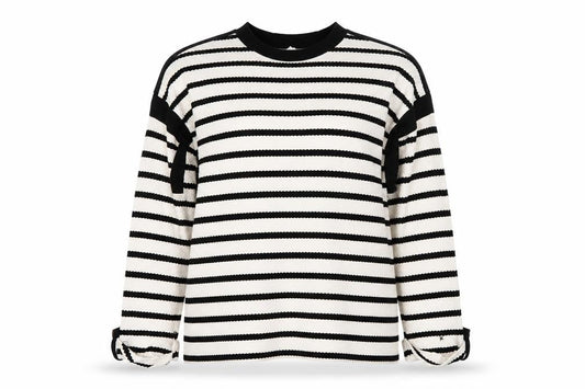 River Island Women’s Black Striped Long Sleeve Cotton Knit T-Shirt Size L