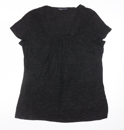 Marks and Spencer Womens Black Short Sleeve Scoop Neck T-Shirt Size 14