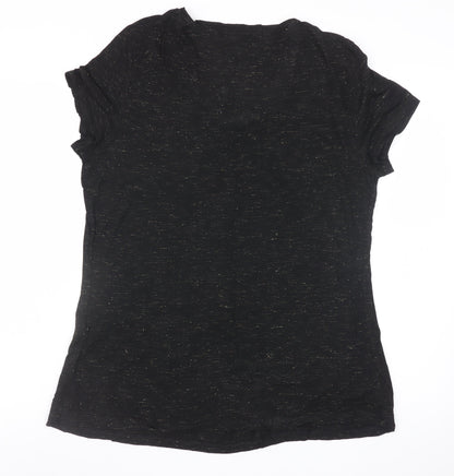 Marks and Spencer Womens Black Short Sleeve Scoop Neck T-Shirt Size 14