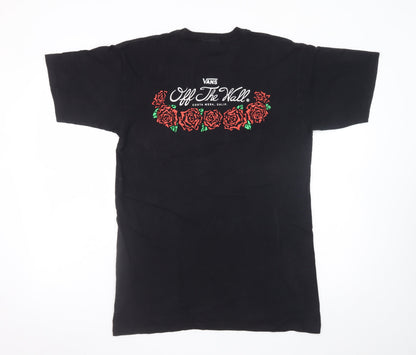 Vans Men's Black Medium Graphic Rose Logo Skate T-Shirt