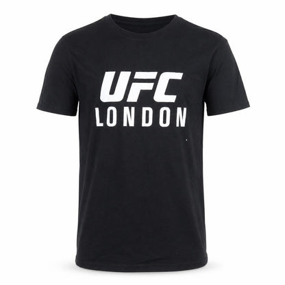 Front view of UFC Men Black M Graphic Sports T-Shirt Cotton London Fight Night