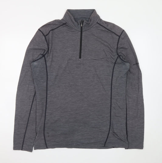 Montane Men's Grey 2XL Long Sleeve 1/2 Zip Wool Blend T-Shirt