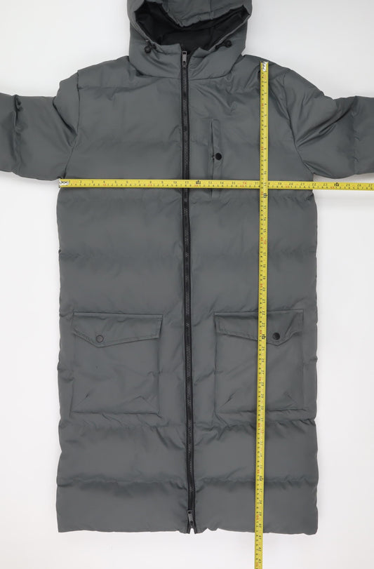 Soul Star Men's Grey Hooded Long Puffer Coat L