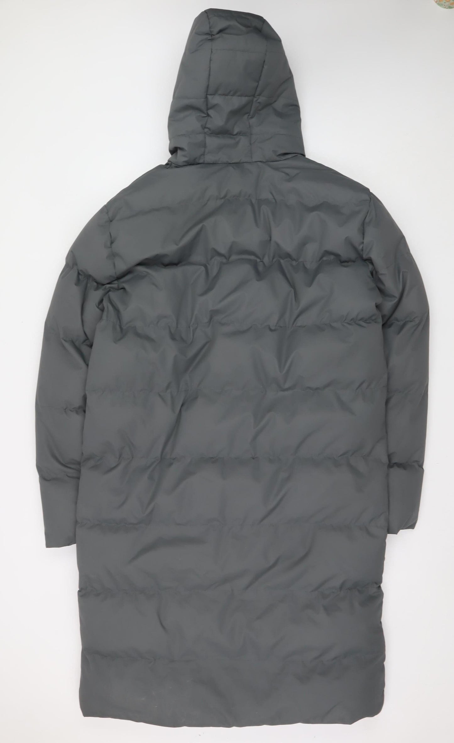 Soul Star Men's Grey Hooded Long Puffer Coat L