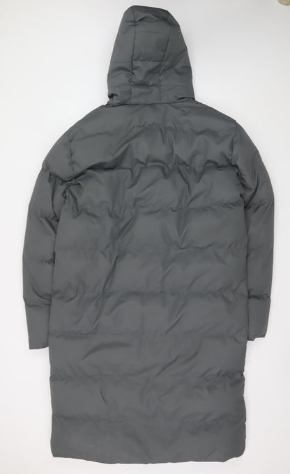 Soul Star Men's Grey Hooded Long Puffer Coat L