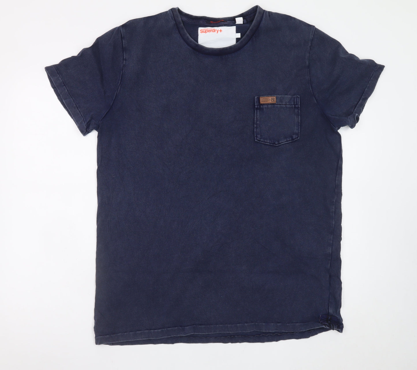 Superdry Men Blue Cotton Crew Neck Short Sleeve T-Shirt Size M