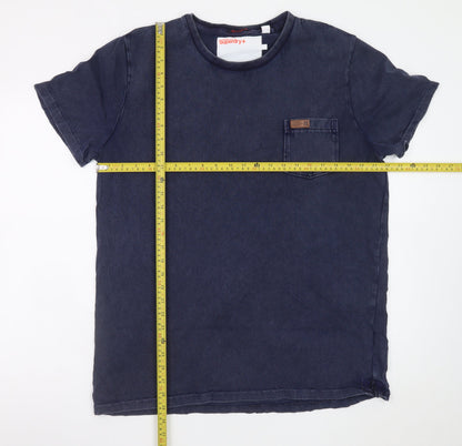 Superdry Men Blue Cotton Crew Neck Short Sleeve T-Shirt Size M