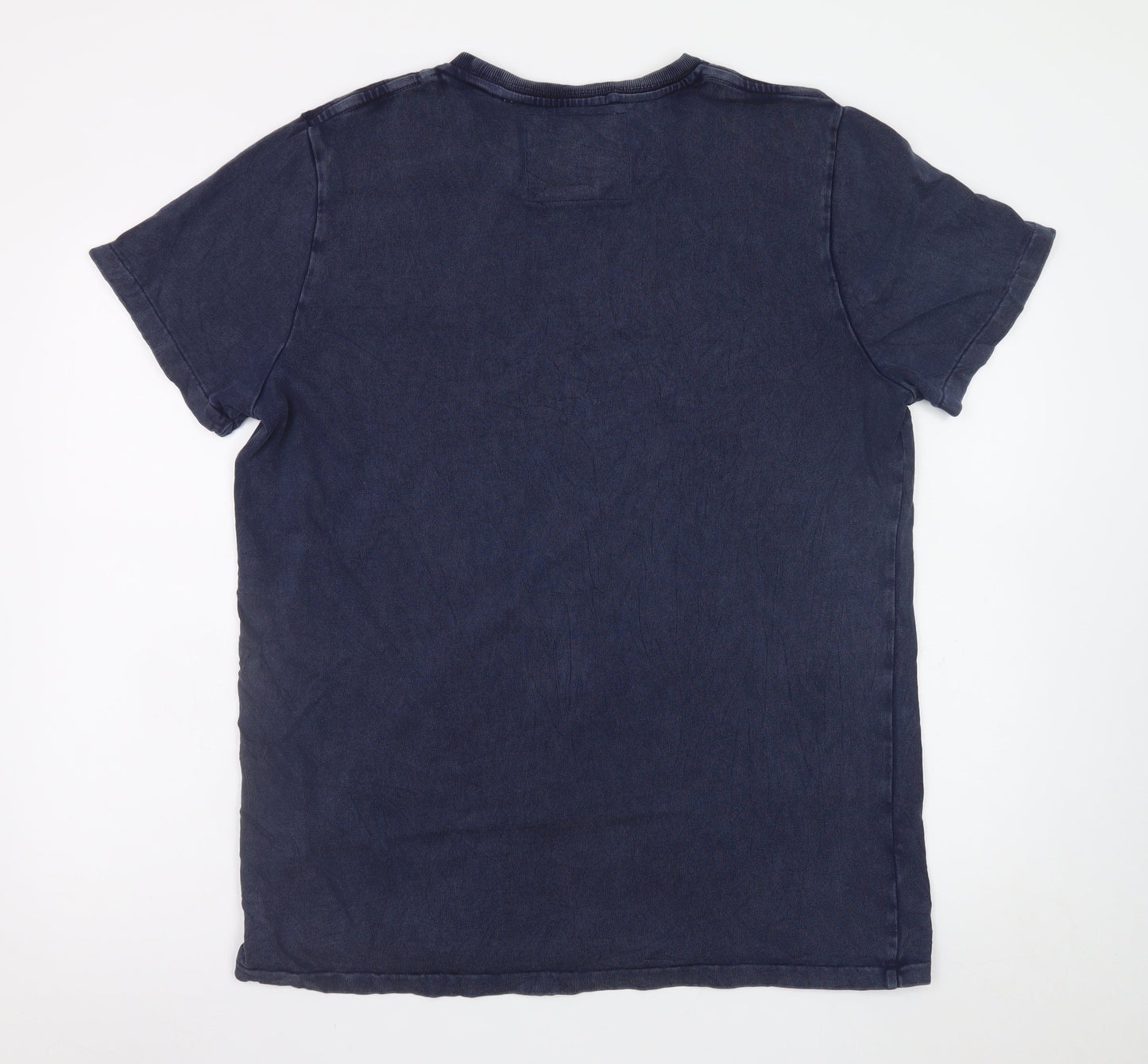 Superdry Men Blue Cotton Crew Neck Short Sleeve T-Shirt Size M