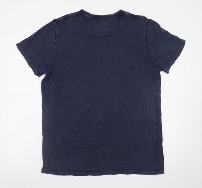 Superdry Men Blue Cotton Crew Neck Short Sleeve T-Shirt Size M