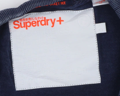 Superdry Men Blue Cotton Crew Neck Short Sleeve T-Shirt Size M