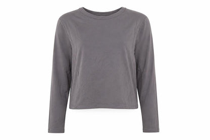 Collusion Women Grey Long Sleeve Cotton Blend Basic T-Shirt Size 20