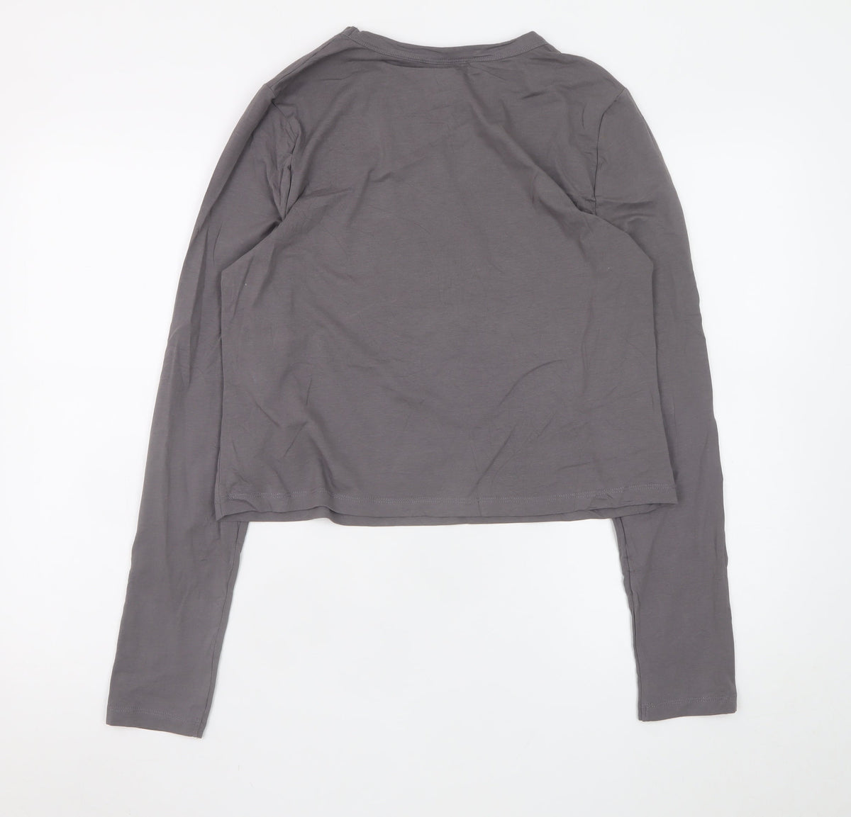 Collusion Women Grey Long Sleeve Cotton Blend Basic T-Shirt Size 20