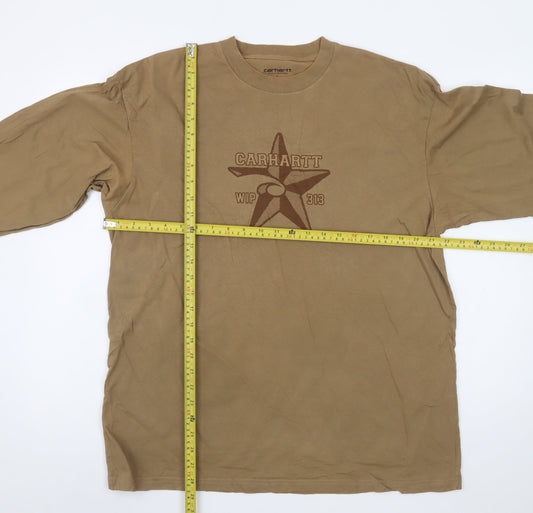 Carhartt WIP Men's Brown Long Sleeve Graphic Cotton T-Shirt Size L