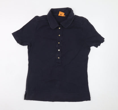 Tory Burch Women’s Blue Cotton Collared Short Sleeve Polo Shirt Size L