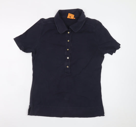 Tory Burch Women’s Blue Cotton Collared Short Sleeve Polo Shirt Size L