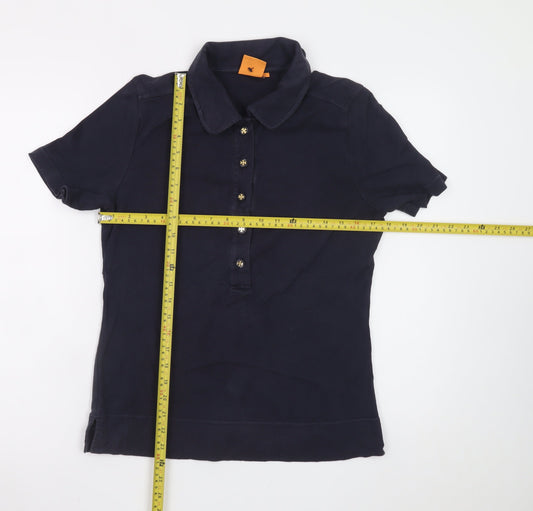 Tory Burch Women’s Blue Cotton Collared Short Sleeve Polo Shirt Size L