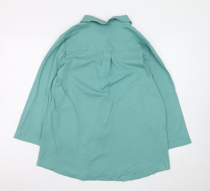 Lands' End Women's Green Cotton Long Sleeve Button-Up Shirt L