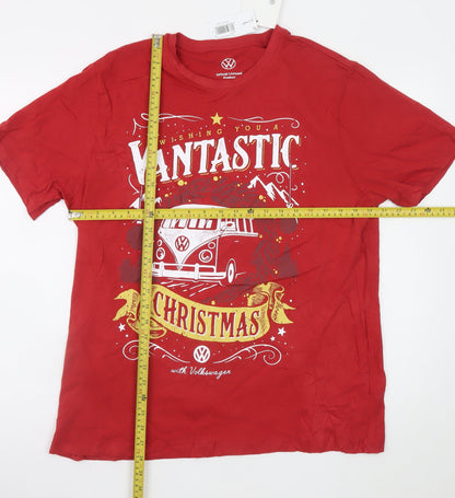 Volkswagen Men's Red Christmas Graphic T-Shirt Size L