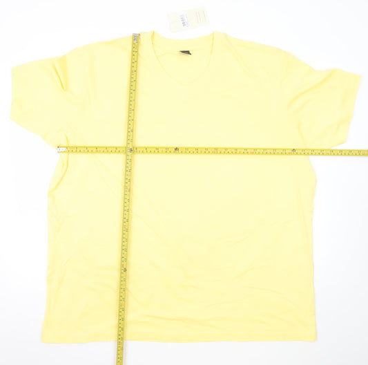 Cotton Traders Men's Yellow 3XL V-Neck Cotton T-Shirt