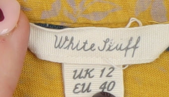 White Stuff Women's Yellow Floral Cotton Button-Up Shirt UK 12