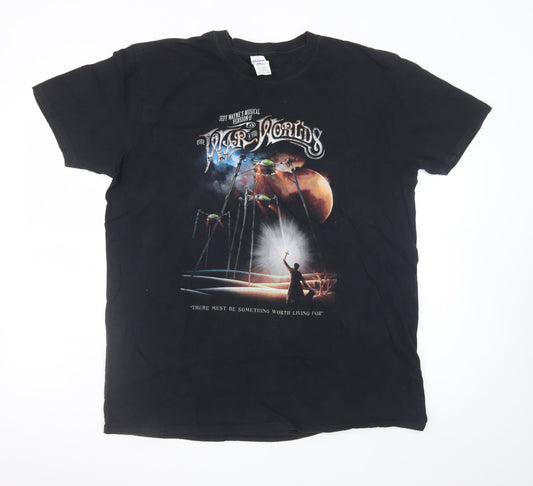Gildan Men’s Black XL War of The Worlds Music Graphic T-Shirt