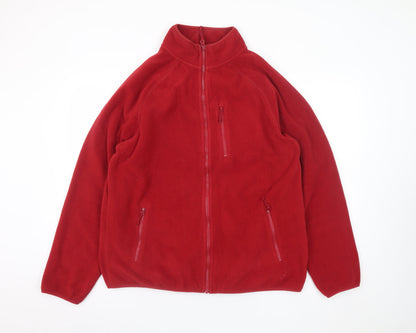 Marks and Spencer Women Red Fleece Full Zip Jacket Size L