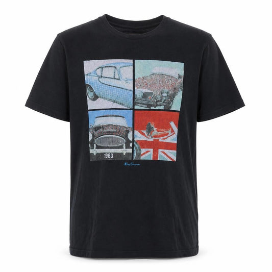 Ben Sherman Men's Black Graphic Car Print T-Shirt Medium