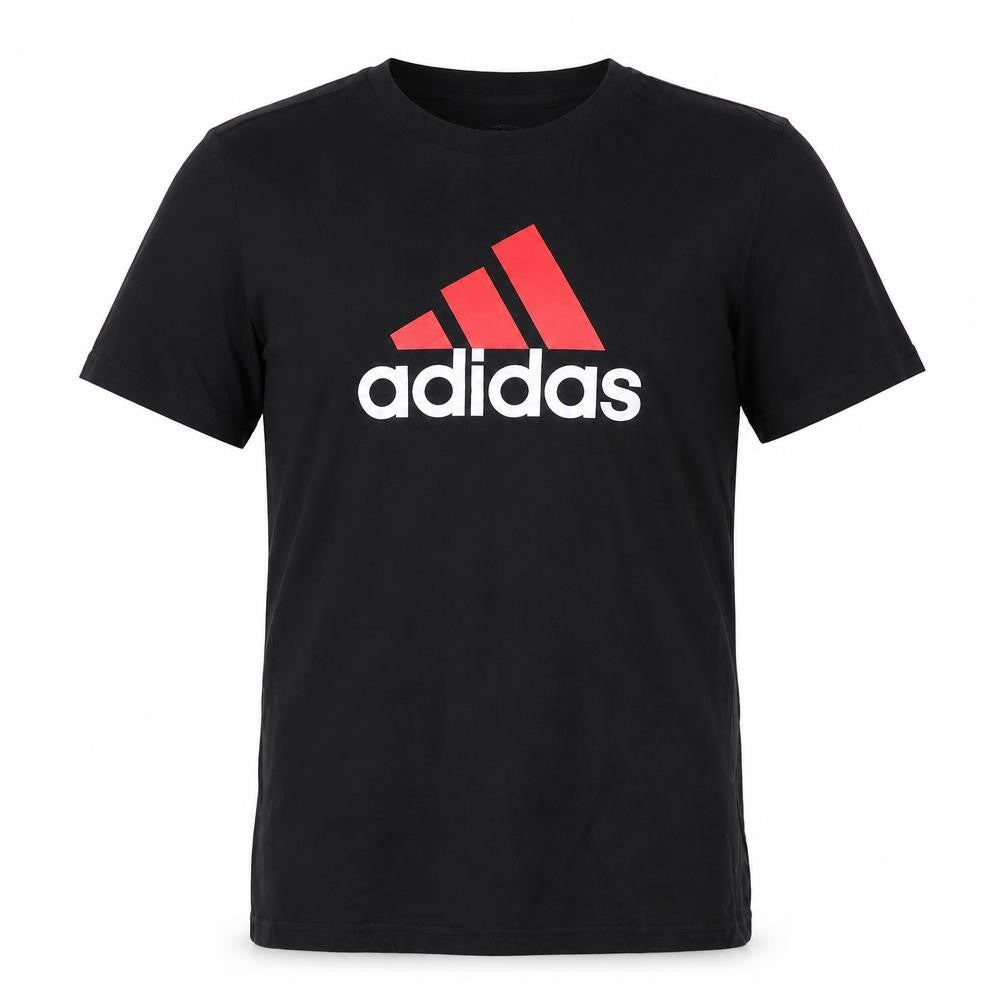 Front view of Adidas Teens Black Short Sleeve Sports Logo T-Shirt, size S