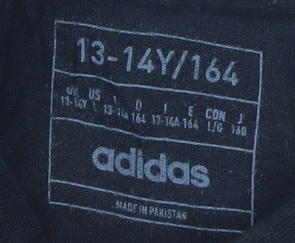 Adidas Teens Black Short Sleeve Sports Logo T-Shirt Size S