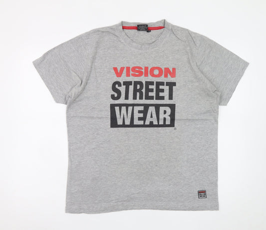 Vision Street Wear Men's Grey Graphic T-Shirt M Regular Fit
