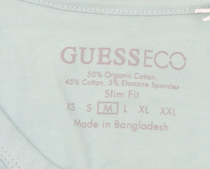 Guess Eco Men’s Mint Green Slim Fit Cotton Blend T-Shirt M