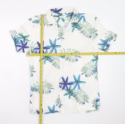 Reiss Men's Multicoloured Tropical Short Sleeve Button-Up Shirt M