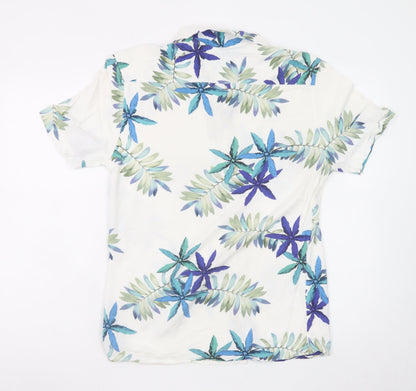 Reiss Men's Multicoloured Tropical Short Sleeve Button-Up Shirt M