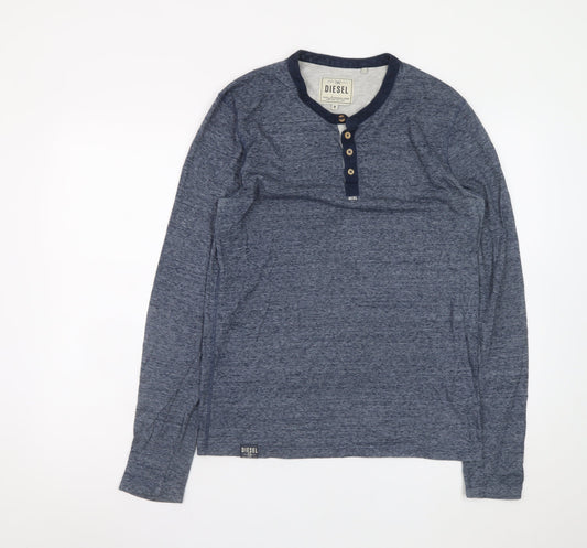 Diesel Men’s Blue Henley Long Sleeve T-Shirt Size M