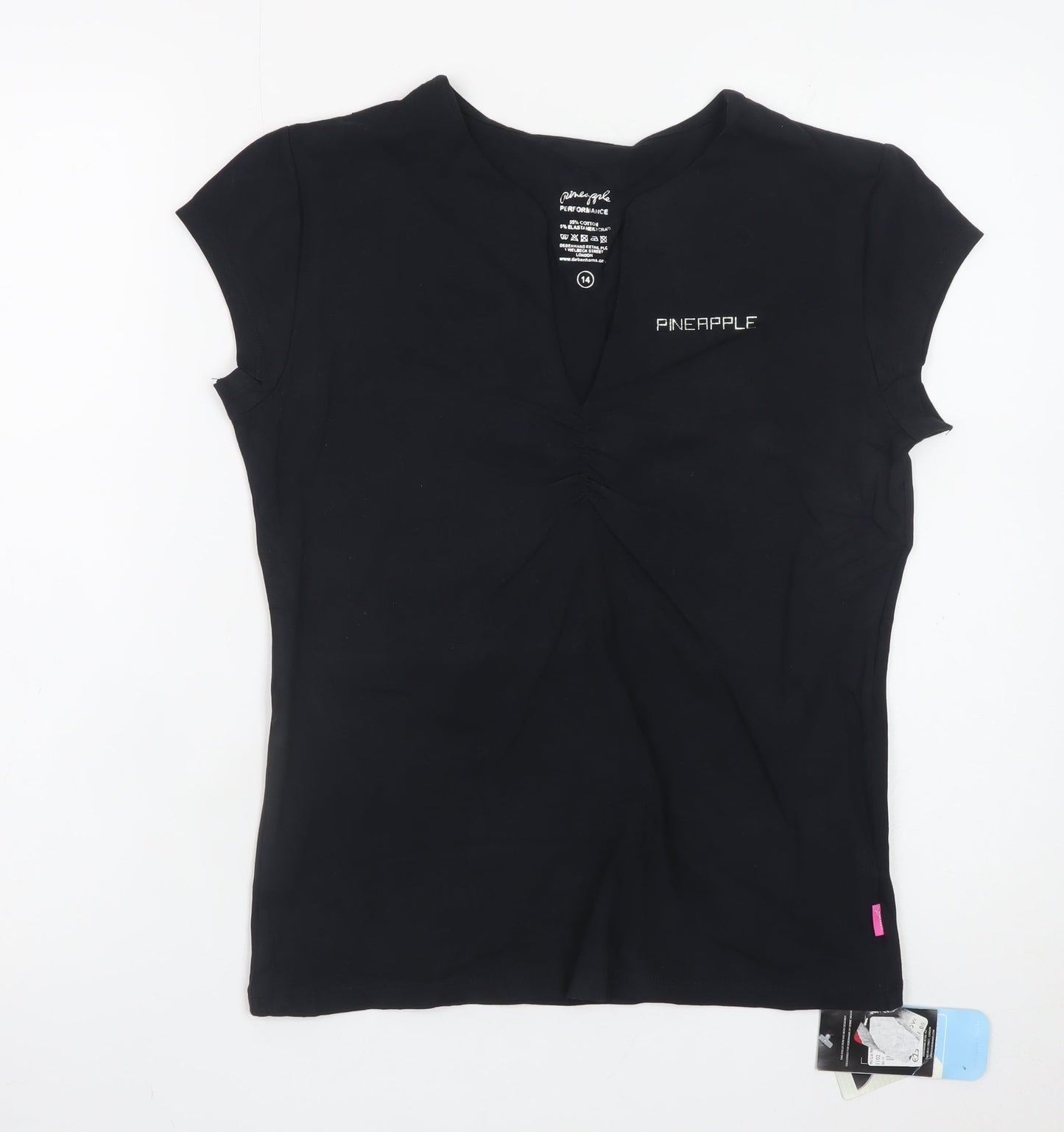 Pineapple Performance Women's Black V-Neck Short Sleeve Top Size 14