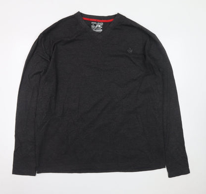 Just Royal Clothing Men's Black 3XL V-Neck Long Sleeve T-Shirt
