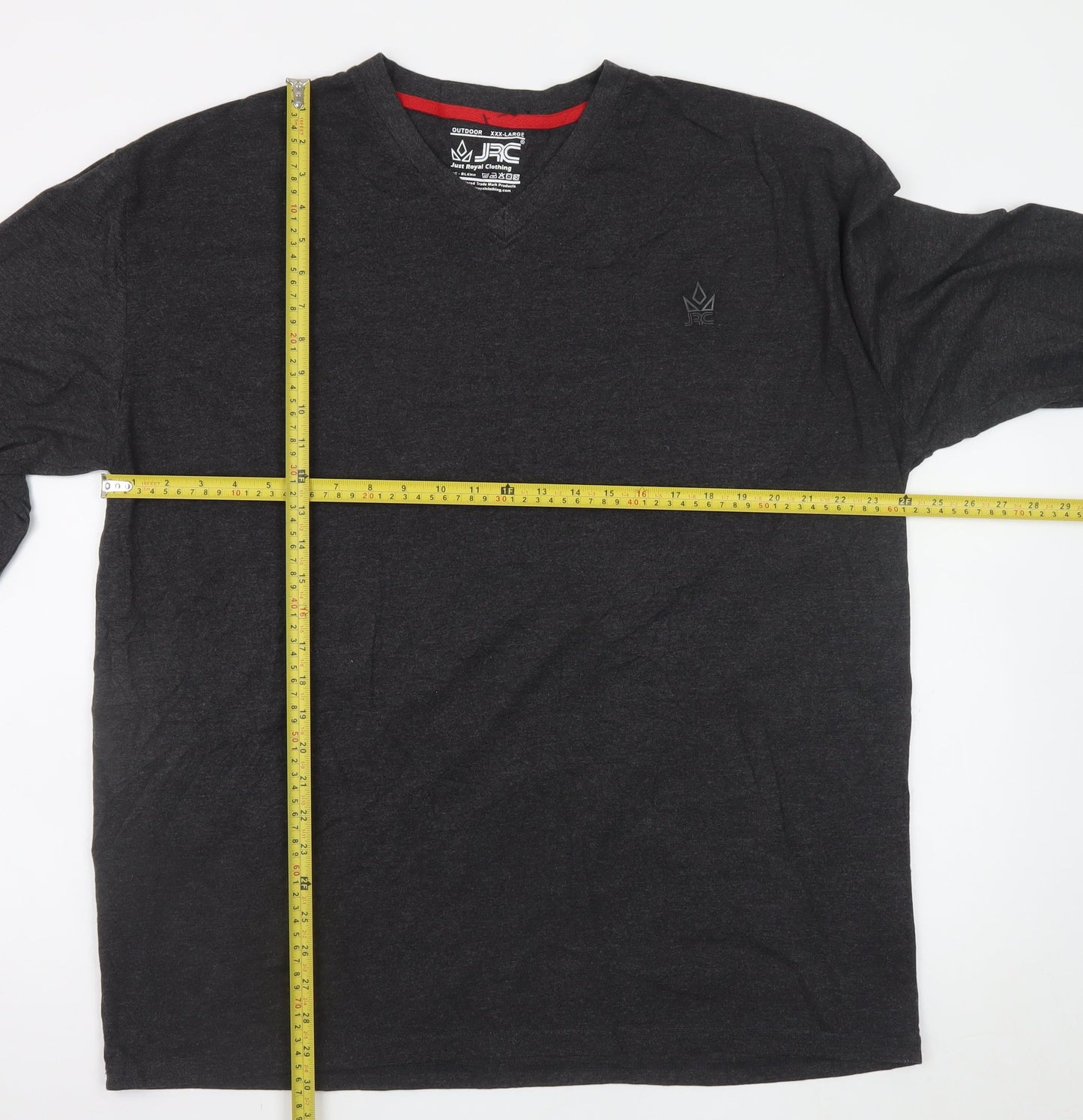 Just Royal Clothing Men's Black 3XL V-Neck Long Sleeve T-Shirt