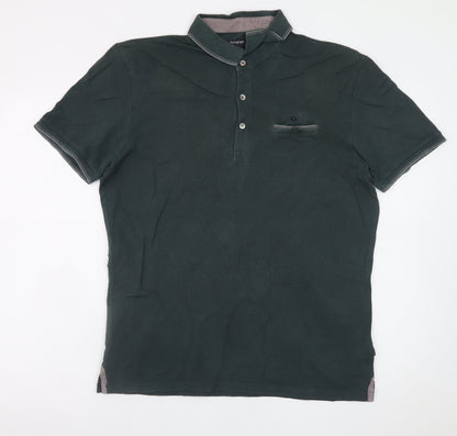 Marks and Spencer Men’s Green Cotton Short Sleeve Polo Shirt Size L